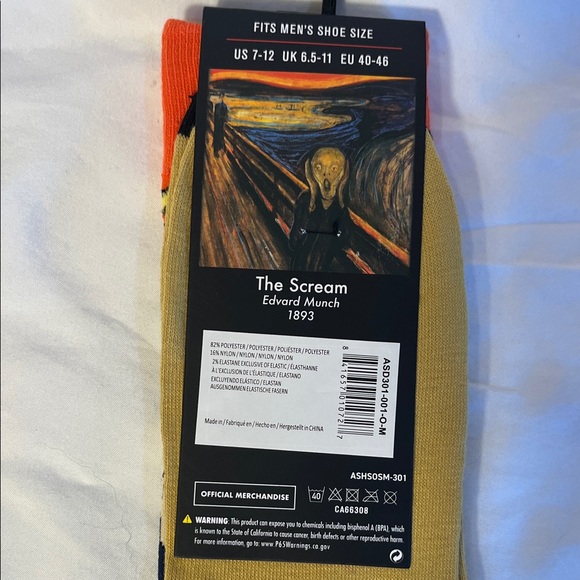 Artist Series Men's Socks - The Scream Edvard Munch - Picture 2 of 2